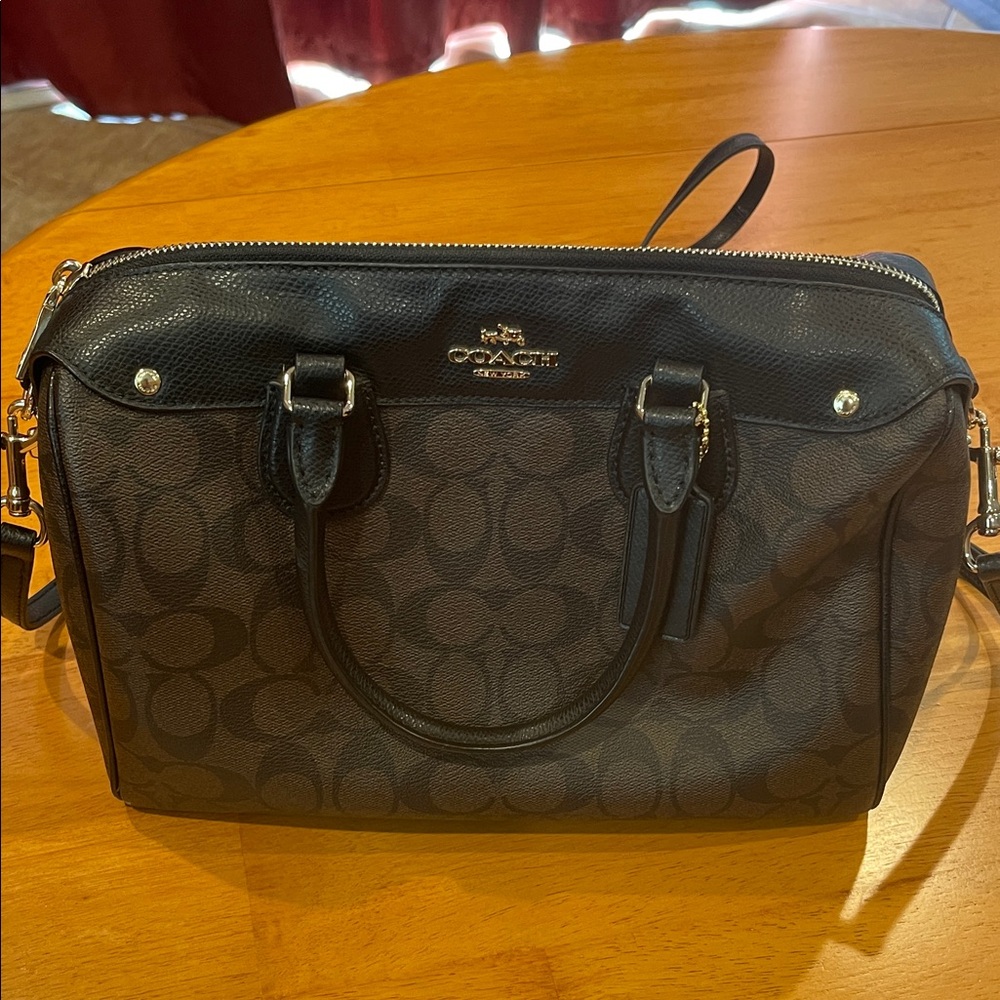 Coach Signature Black and Brown Satchel